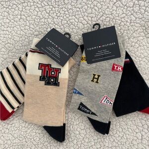 Tommy Hilfiger Womens Trouser Socks bundle Beige, Gray, Black & Red Accents